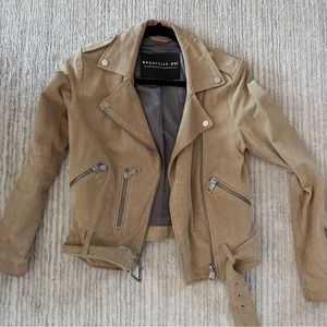 Bagatelle nyc tan suede motto jacket zippers
